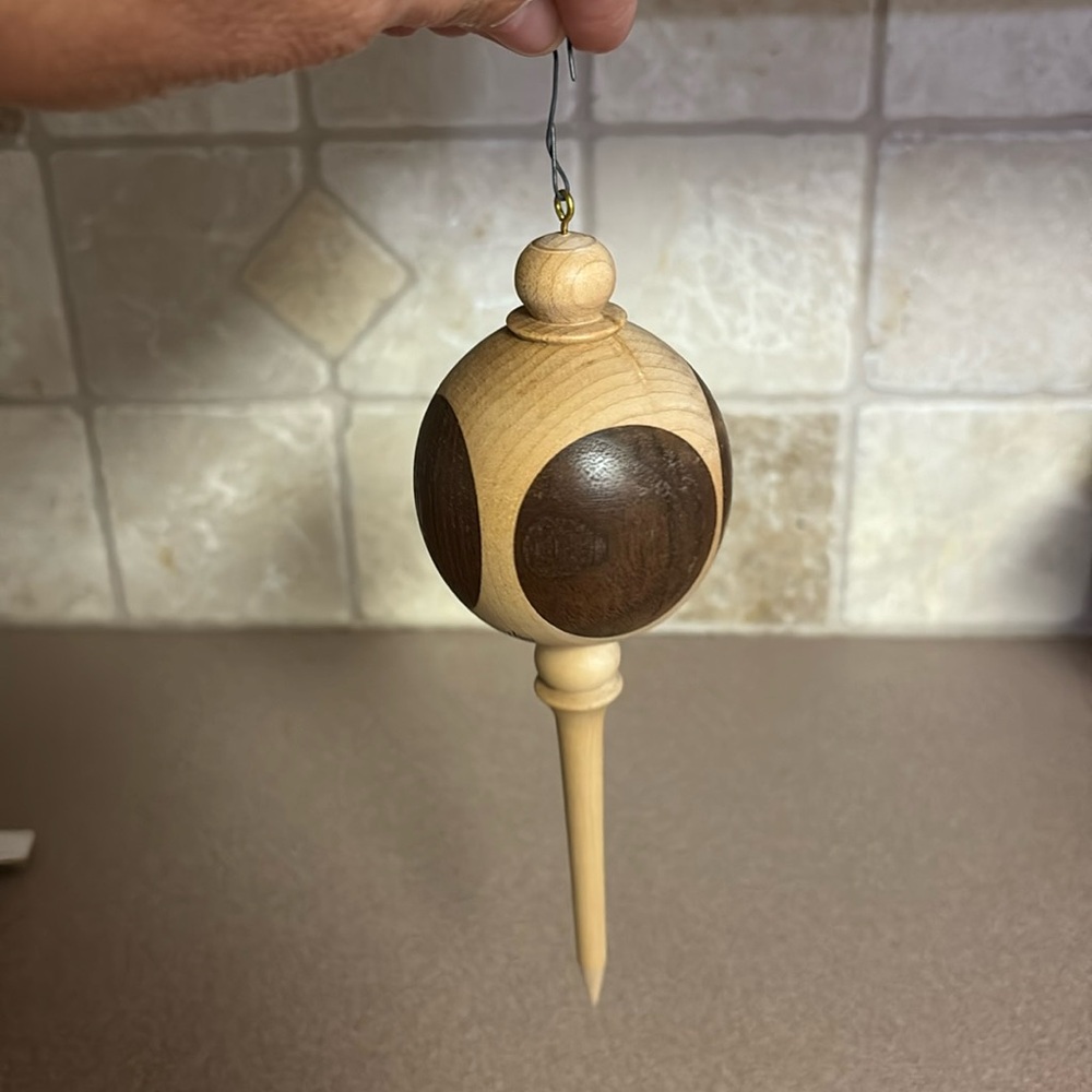 Handmade hand turned Christmas ornament signed‎ wooden